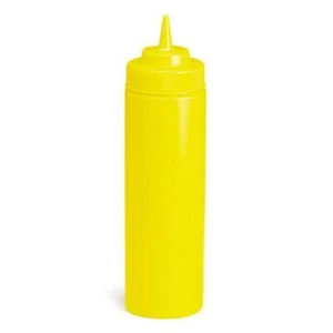 4 Pack 8 oz Yellow Polyethylene Widemouth Squeeze Mustard Bottles New - Picture 1 of 1
