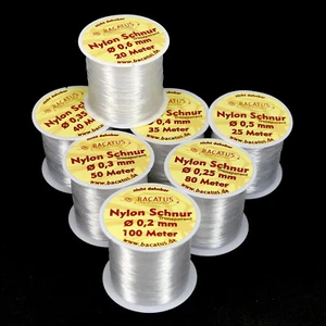 (0,02€/m) Nylon Schnur transparent, nicht dehnbar 0,25mm - 80m, 1 Rolle BACATUS - Bild 1 von 1