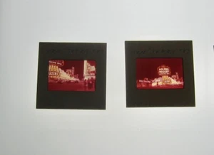 LAS VEGAS, NEVADA 2 GOLDEN NUGET 1962 BLUE BOARDER KODAK 35 MM SLIDE NIGHT VIEW - Picture 1 of 3