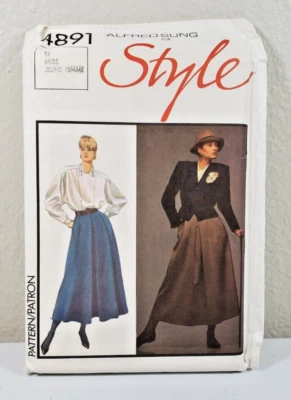80s Style Pattern 4891 Alfred Sung Misses Lined Jacket Blouse And Skirt Sz 14 - Image 1 of 2