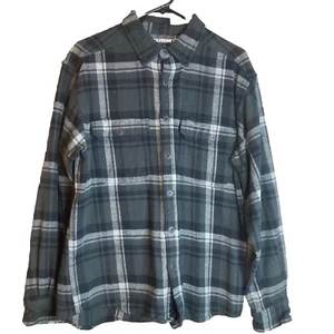 Wolverine Men's Gray Black White Plaid LS Flannel Shirt Size L, Shacket, Heavy - Picture 1 of 8