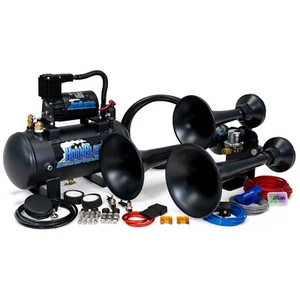 HornBlasters Outlaw Black 127H Loud Train Air Horn Kit for Truck with Compressor - Foto 1 di 10
