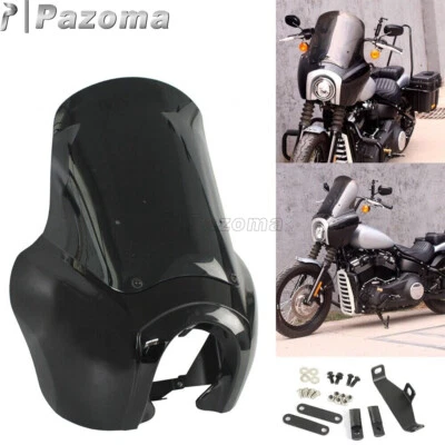 Motorcycle Front Headlight Fairing 15"Windshield For Harley Dyna Street Bob FXDB — 第 1/4 张图片