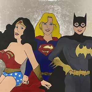 Rubens Fogacci Bild Modern Kunst Zeitgenössische Leinwand 100x100 Super Girls - Bild 1 von 5