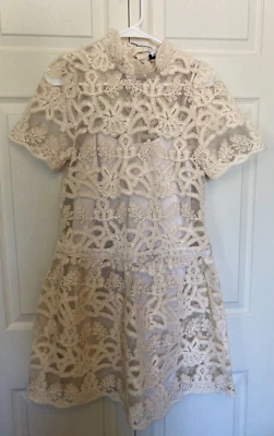 Vestido Current Air Los Angeles Cintura Caída Cuello Alto SS Crema Encaje Talla S Nuevo con Etiquetas Foto 1 de 4