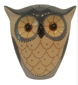 Búho Cerámica Decorativa 8 pulgadas Alto 7 3/4 Ancho Moderno Gris Amarillo - Imagen 1 de 5