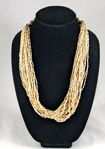 Collar de cuentas de color bambú blanco de varias hebras - Imagen 1 de 9