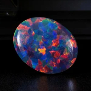 AAA+ Cabujón de ópalo de fuego de seda negro 14x10 mm 3,05 quilates vívidas piedras preciosas sueltas - Imagen 1 de 6