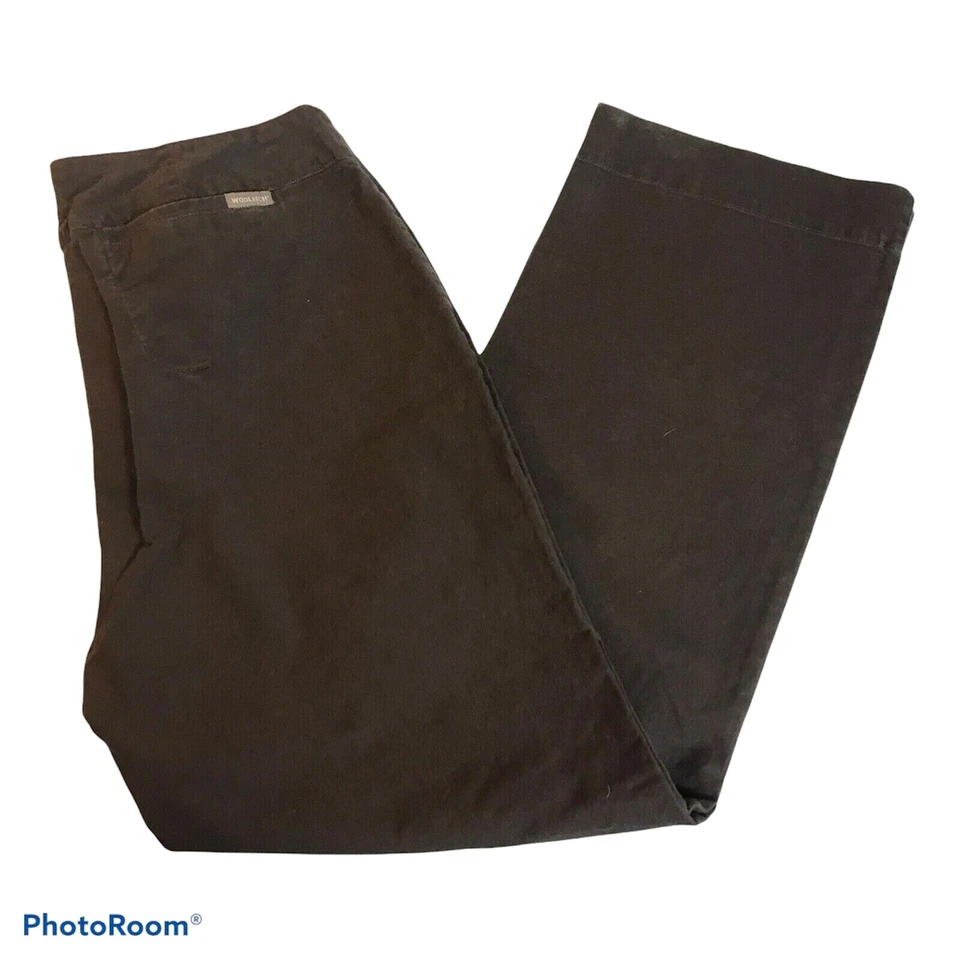 Брюки Woolrich женские размер 16 Chino высокая посадка плоские спереди коричневые эластичные - Изображение 1 из 4