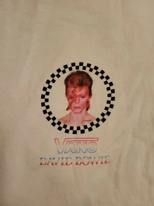 VANS X-Small David Bowie Aladdin Sane Glam Punk Rock White T Shirt Used Rare HTF - Picture 1 of 7