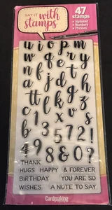 Alphabet numbers phrases sentiments 47pc Say it with Stamps clear stamp set - Picture 1 of 5