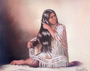 Penni Cross Listed Montana Artist Sign/Num Lithograph "Aakashdeexiassaash" - Picture 1 of 4