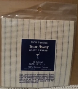 MCG Textiles Tear Away Waste Canvas 10 Count 12"x12" 100% Combed Cotton NOS - Picture 1 of 3