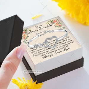 To My Bonus Daughter Star Heart Bracelet from Stepmom Dad Heartfelt Jewelry Gift - Picture 1 of 17