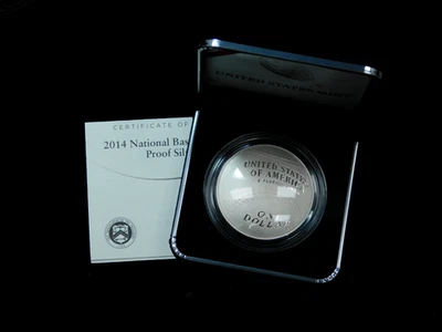 2014-P $1 Proof Baseball Hall of Fame Commemorative Silver Dollar in Box w/ COA - Image 1 of 4