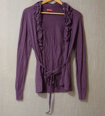 Cárdigan Merona Púrpura Bordado con Volantes Usado en Excelente Condición Frente Abierto Ligero Para Mujer S #A6-22 Foto 1 de 4