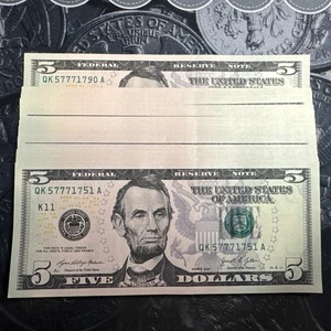 New Uncirculated FIVE Dollar Bills  Series 2021  $5  Sequential Notes  Lot of 40 - Picture 1 of 2