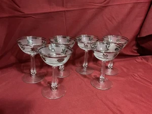 6 copas de Sherbe vintage Libbey hoja de plata follaje champán cupé años 60 - Imagen 1 de 9