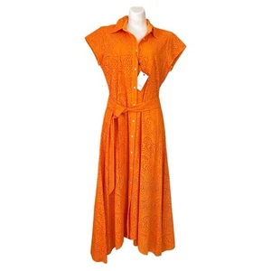 NWT Robert Graham Womens 10 Maxi Dress Vivienne Burnt Orange Eyelet Mother's Day - Picture 1 of 14