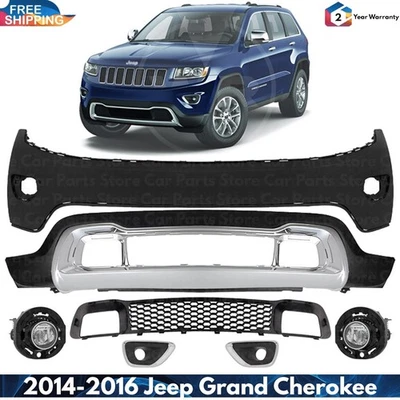 Front Bumper Cover & Fog Lights Assembly Kit For 2014-2016 Jeep Grand Cherokee Foto 1 de 4