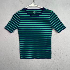 J. Crew Damen-T-Shirt Größe Small perfekte Passform gestreift grün blau Baumwolle - Bild 1 von 7