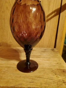 Vtg Empoli Italy Purple Amethyst Diamond Optic Vase Glass Hand Blown 9"+ Tall - Picture 1 of 7