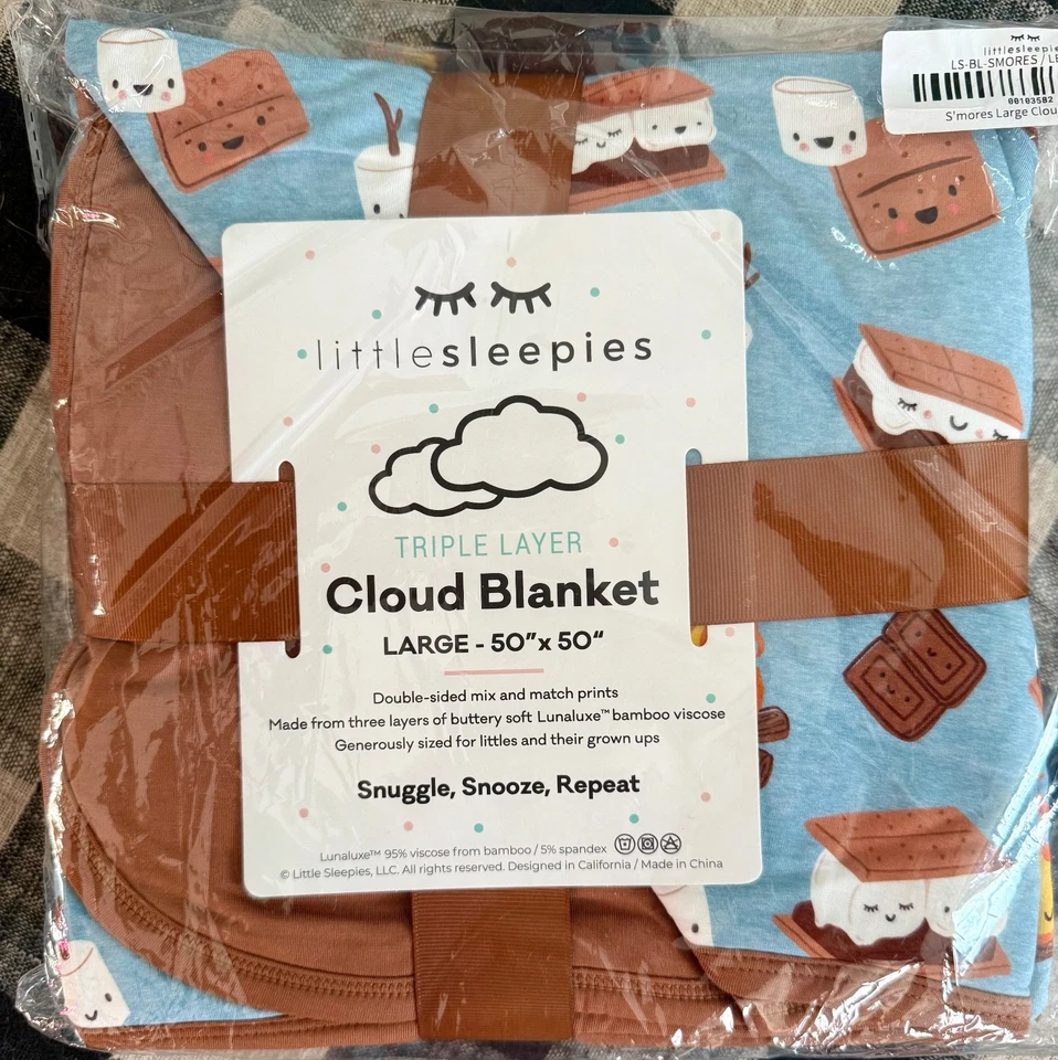 Little Sleepies 🏕️🍫 S'mores Galore Большое облачное бамбуковое одеяло Smores НОВИНКА - Изображение 1 из 1