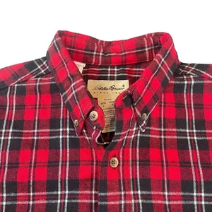 Neu mit Etikett Eddie Bauer rot kariertes Flanellhemd Herren Large schwere Outdoor Baumwolle - Bild 1 von 7