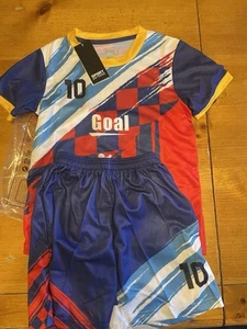 Sport Best Fashion Short Set Unisex Size 6-7 Number 10 Red/Blue/Yellow - Picture 1 of 2