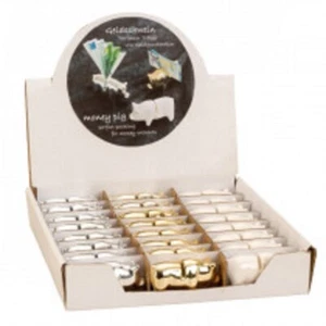 Silvester Geldschwein Porzellan weiß, silber oder gold für Geldscheine oder Lose - Bild 1 von 5