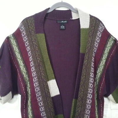willi smith Boho Hippie Slouchy Sweater Wrap Coat Sz-L Wide Sleeves ribbed knit - Image 1 of 4