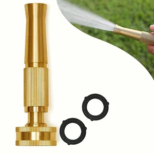 Morvat Solid Brass Heavy Duty Outdoor Twist Spray Garden Hose Jet Nozzle - Picture 1 of 6
