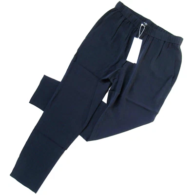 NWT Eileen Fisher Slouchy Ankle in Midnight Silk Georgette Pull-on Crop Pants PS - Image 1 of 4