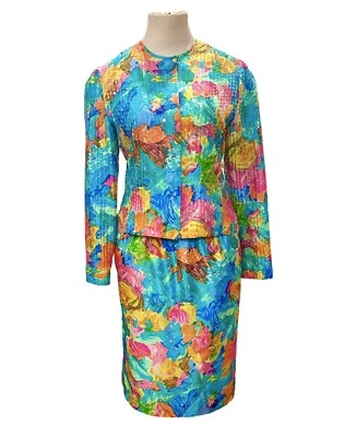 Conjunto de ropa de noche de lentejuelas de seda años 80 Anne Crimmims para colecciones Umi talla 8 Foto 1 de 4