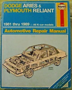 Haynes Dodge Aries & Plymouth Reliant 1981-1989 Automotive Repair Manual 723 - Picture 1 of 3