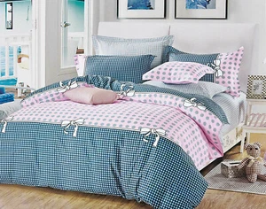 Pink Dots Checks Duvet/Doona/Quilt Cover Set Queen/King/Super King Size M419 - Picture 1 of 1
