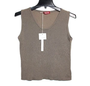 Replay - M - NWT - Brown Mixed Sweater Knit Front & Jersey Back Crew Neck Shell - Picture 1 of 1