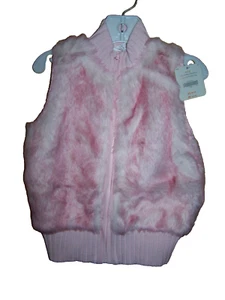 Gymboree Girl Vest Pink Zipper Sweater Faux Fur Size S (5-6) NWT - Picture 1 of 2