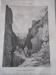 Gravure 1887 Espagne Un passage en Andalousie - Picture 1 of 1