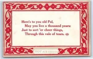 Here's To You Old Pal Mögest du tausend Jahre leben Heißluftaufnahmen um 1911 Postkarte - Bild 1 von 2