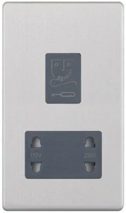 Enchufe de afeitadora Selectric de doble voltaje sin tornillos cromo satinado gris inserto a56 - Imagen 1 de 3