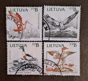 Lituania Aves del Mar Báltico - Emisión conjunta, 1992, Mi#501-4 Juego completo 4 sellos usados - Imagen 1 de 1