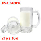 US Stock 24pcs 16oz Glass Sublimation Blanks Beer Steins Mug with White Patch