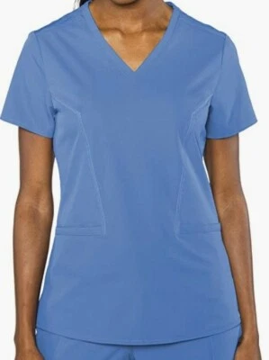 Med Contour Peaches Women's Double V-neck Scrubs Top, Ceil, Medium, Free Shippin - Image 1 of 4