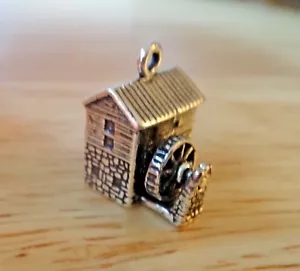 Sterling Silver12x15x10mm 5 gram detailed Movable Saw Grist Mill Charm - Picture 1 of 6