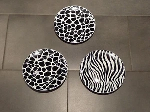 3 Wandteller Deko❤️modern Zebra*Leopard Muster schwarz weiß 20 cm ❤️Neu OVP - Bild 1 von 9