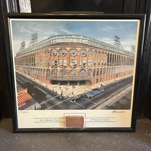 VTG Brooklyn Dodgers Ebbets Field BRICK Framed Litho "A Field in Flatbush" - Picture 1 of 6