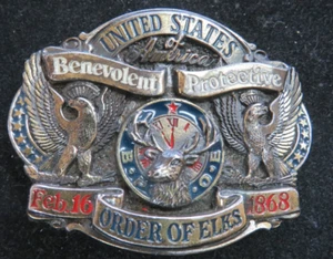 Fibbia per cintura BPOE Elks Lodge vintage B.P.O.E. Alce - Foto 1 di 2