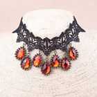 Choker Lace Necklace Collar Decoration with Red Crystal Stones Jewellery Retro