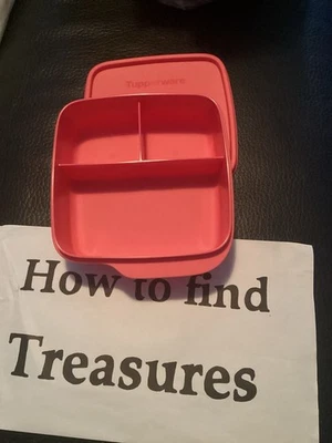 R3) BRAND NEW TUPPERWARE FLAMINGO PINK DIVIDED BENTO BOX NO LEAK LUNCH PORTION - Image 1 of 3